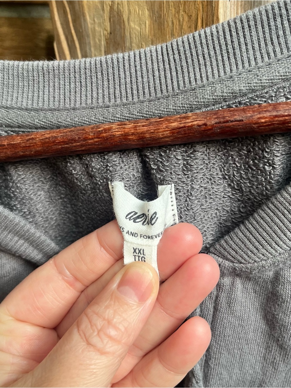 Aerie Oversized Gray Lightweight Tie-Neck Pullover Sweatshirt - Picture 2 of 3